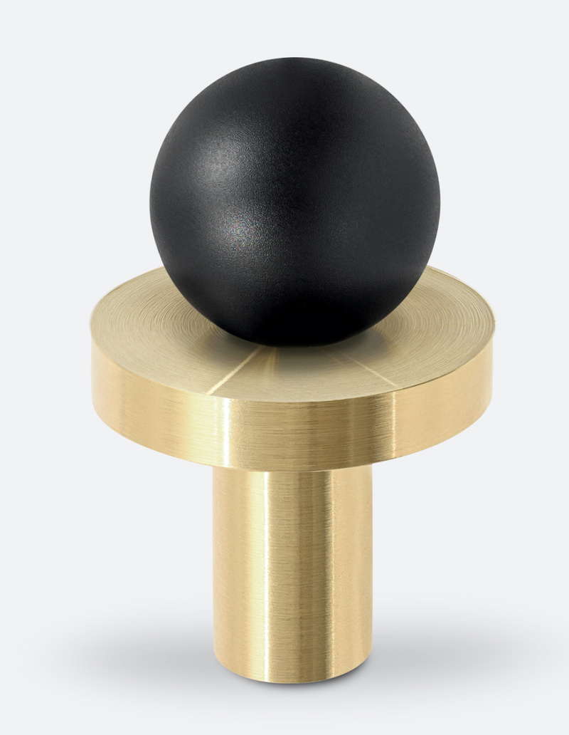 Bouton de Meuble POLA, Noir Mat et Or Brossé