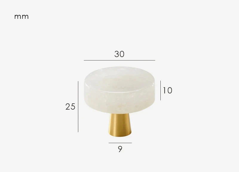 Bouton de Meuble en Laiton Effet Marbre Blanc Perle