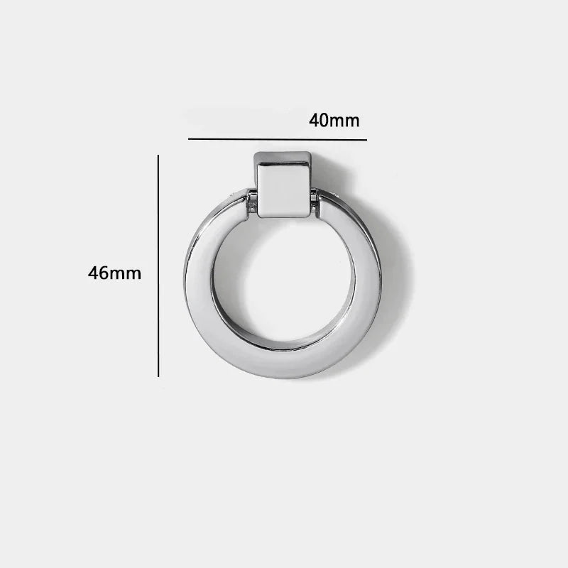 Bouton de Meuble Anneau en Laiton Finition Chrome