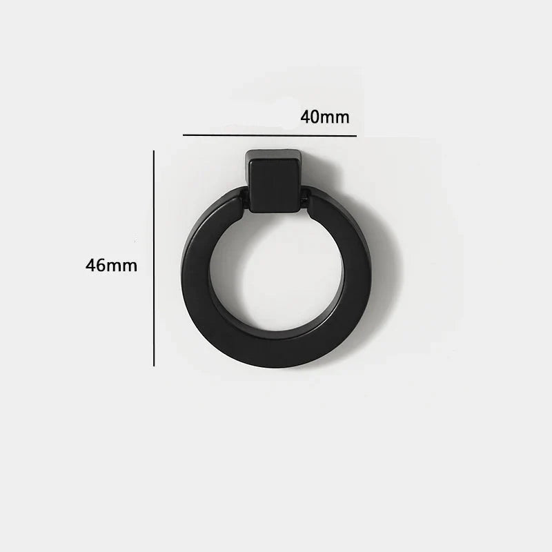 Bouton de Meuble Anneau en Laiton Noir Mat pour Armoires