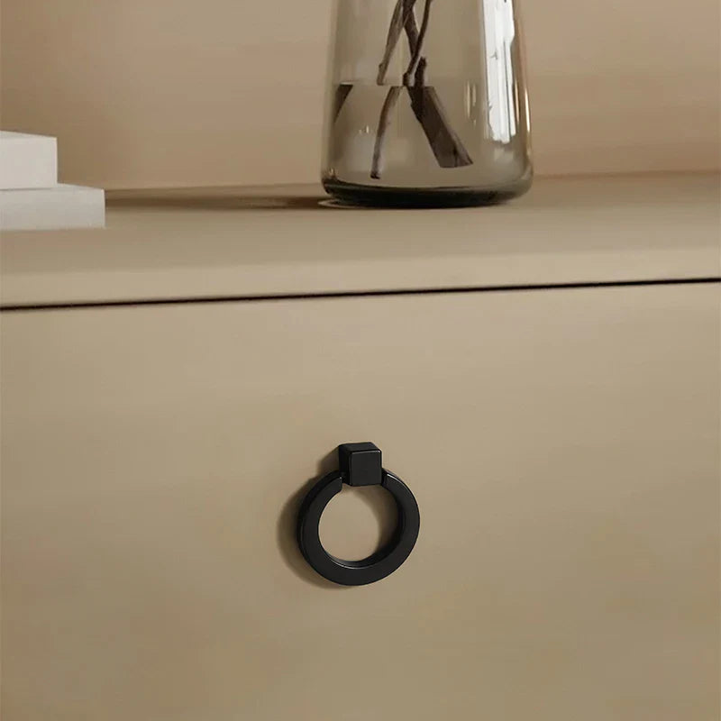 Bouton de Meuble Anneau en Laiton Noir Mat pour Armoires