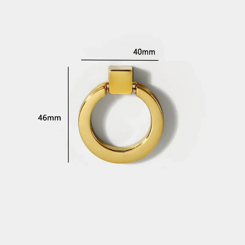 Bouton de Meuble Anneau en Laiton Or Brillant