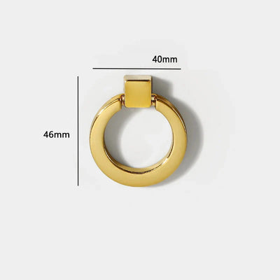 Bouton de Meuble Anneau en Laiton Or Brillant