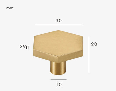 Bouton de Meuble Hexagonal en Laiton Or Brossé