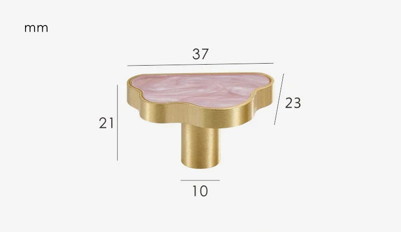 Bouton de Meuble en Forme de Nuage Rose en Laiton