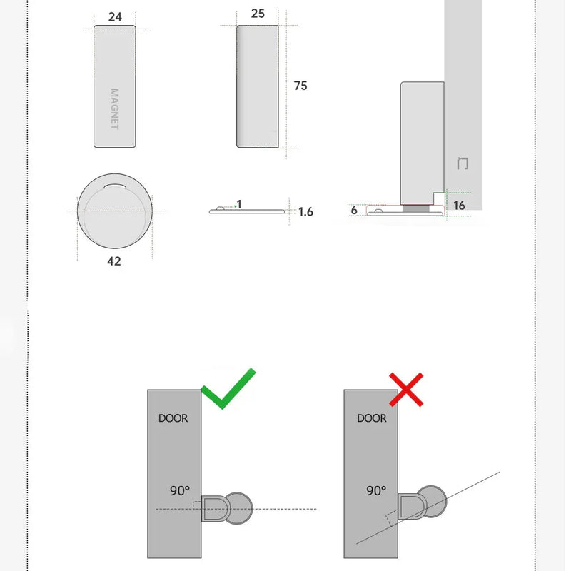 Butoir de Porte Magnétique Orange avec Installation Facile