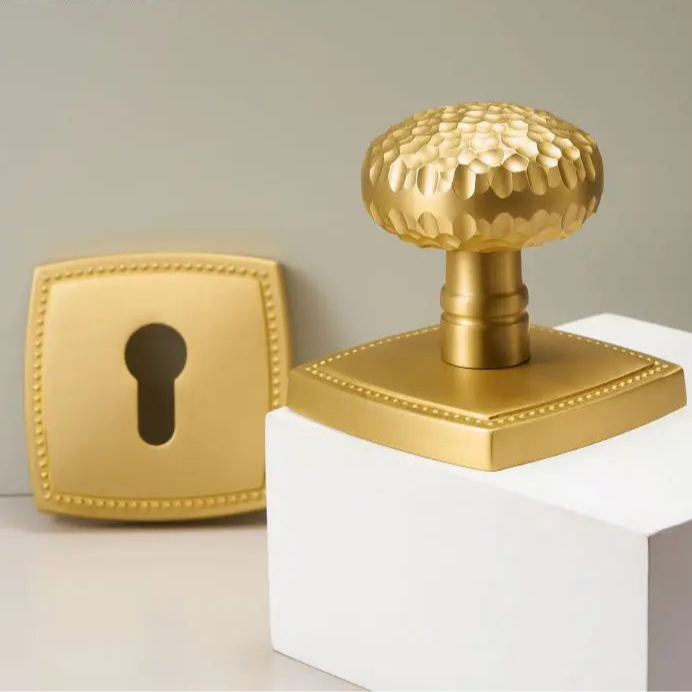 Poignée de porte dorée rosace carrée – vintage, entrée de clé