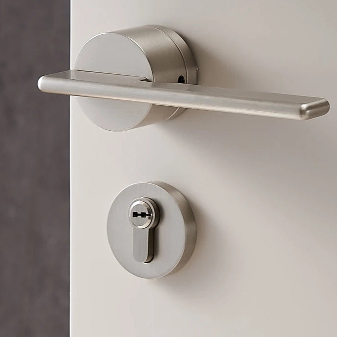 Poignée de porte chromée ronde – avec serrure complète