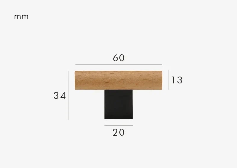 Poignée de Meuble Design en Bois et Laiton Noir