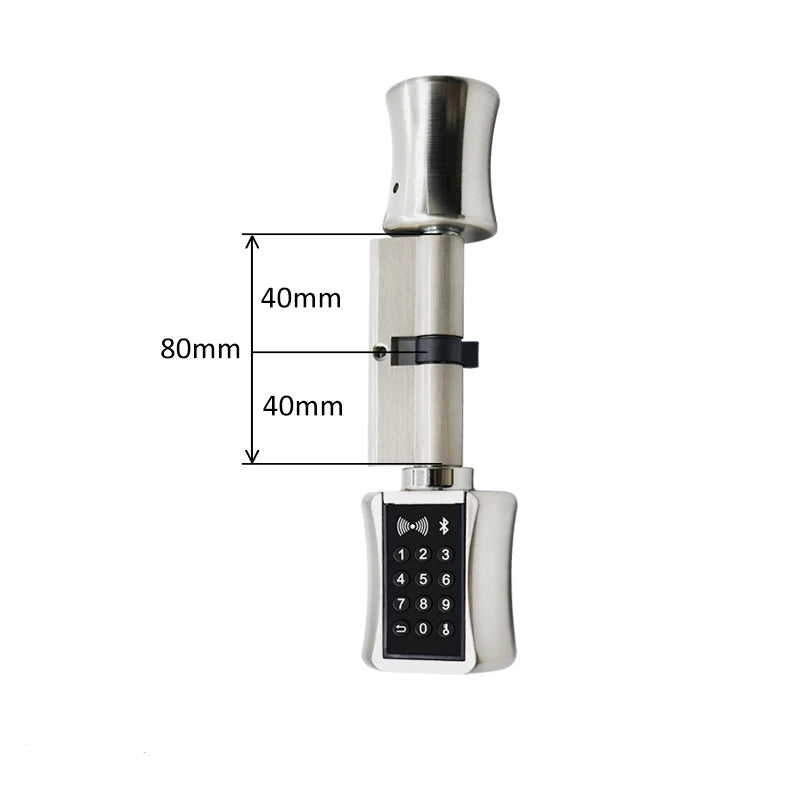 Serrure connectée silver 40/40 mm – clavier, badge RFID et clé