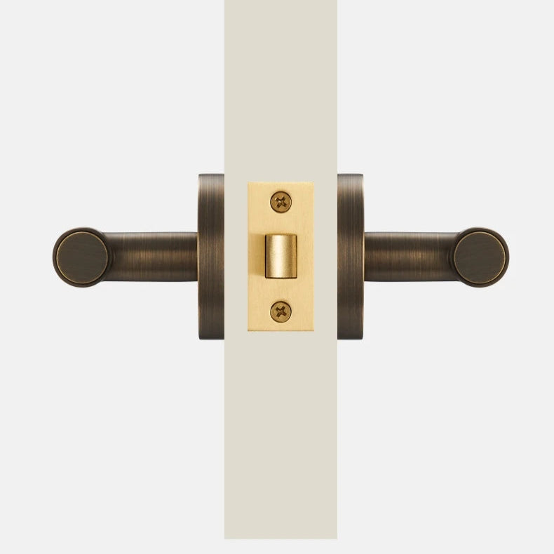 Poignée de porte bronze rainurée – passage vintage, laiton massif