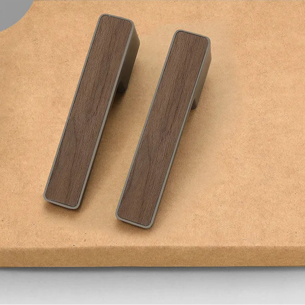Poignée de porte bois rectangulaire – gris mat, style épuré