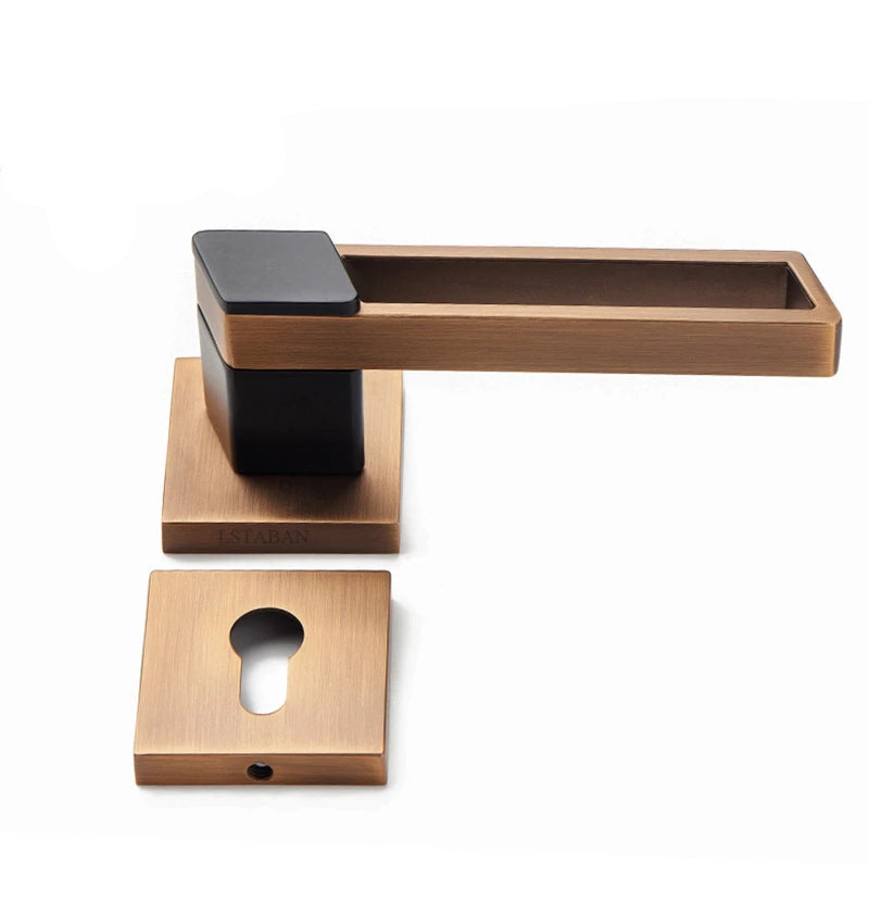 Poignée de porte bicolore patine dorée et noir mat – 35-45 mm