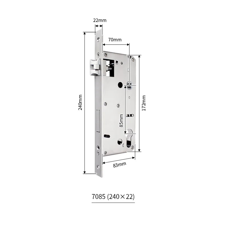 Serrure encastrable axe 70 mm – entraxe 85 mm, grand format