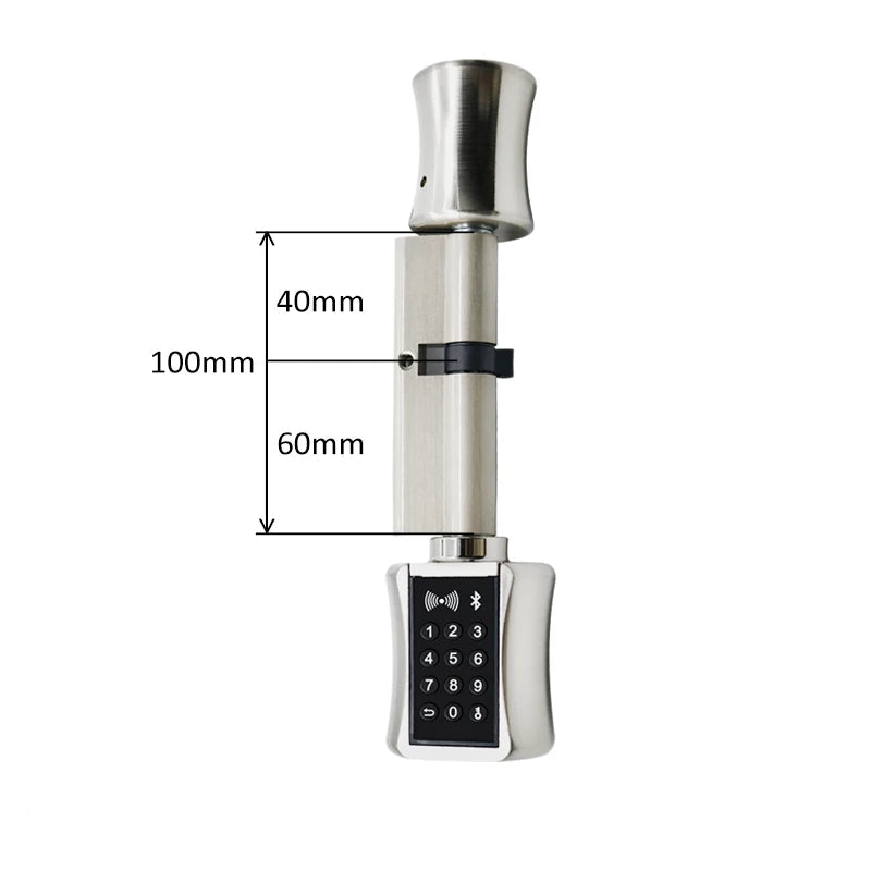 Serrure connectée silver 60/40 mm – asymétrique, porte épaisse