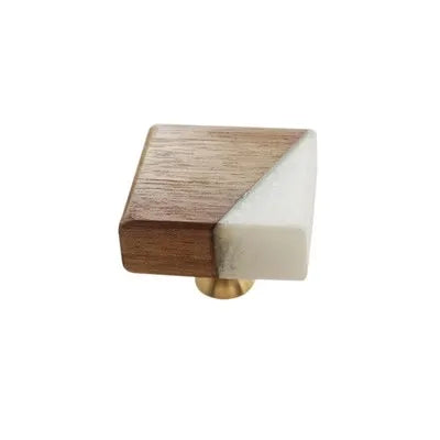 Bouton de Meuble Carré en Bois et Laiton