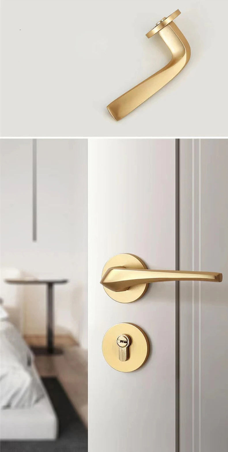 Poignée de porte aluminium doré poli – avec serrure, 35-45 mm