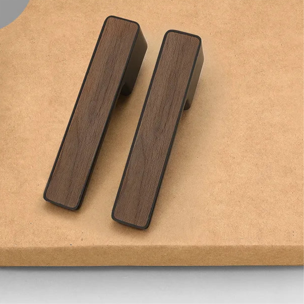Poignée de porte bois rectangulaire – noir mat, lignes droites