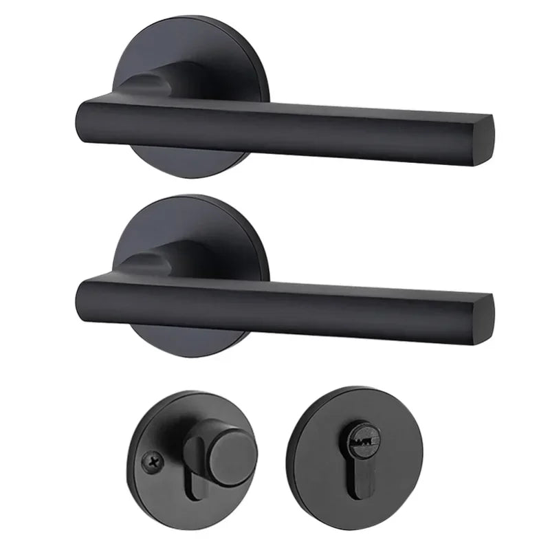 Poignée de porte noire avec serrure – alliage de zinc (zamak)