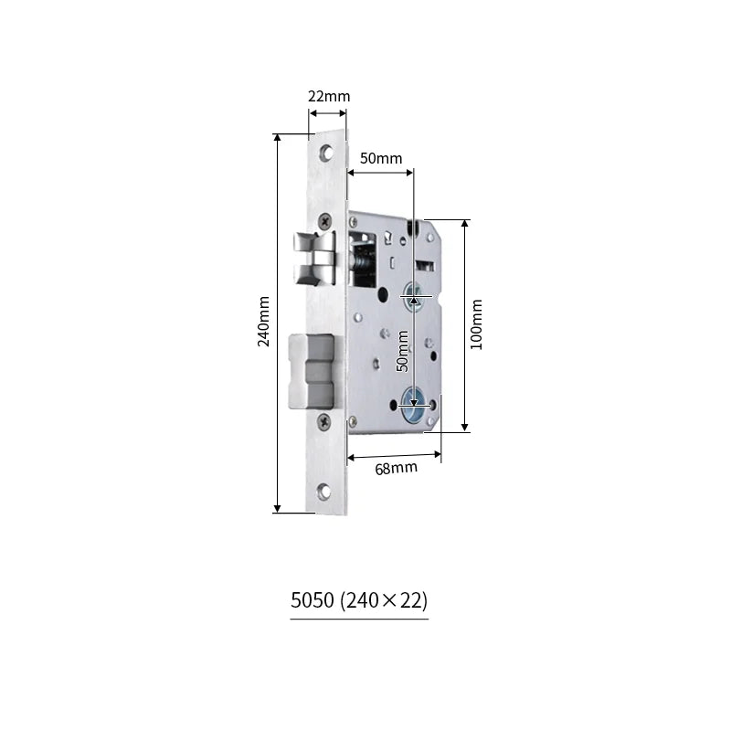 Serrure encastrable axe 50 mm – entraxe 68 mm, bois ou aluminium