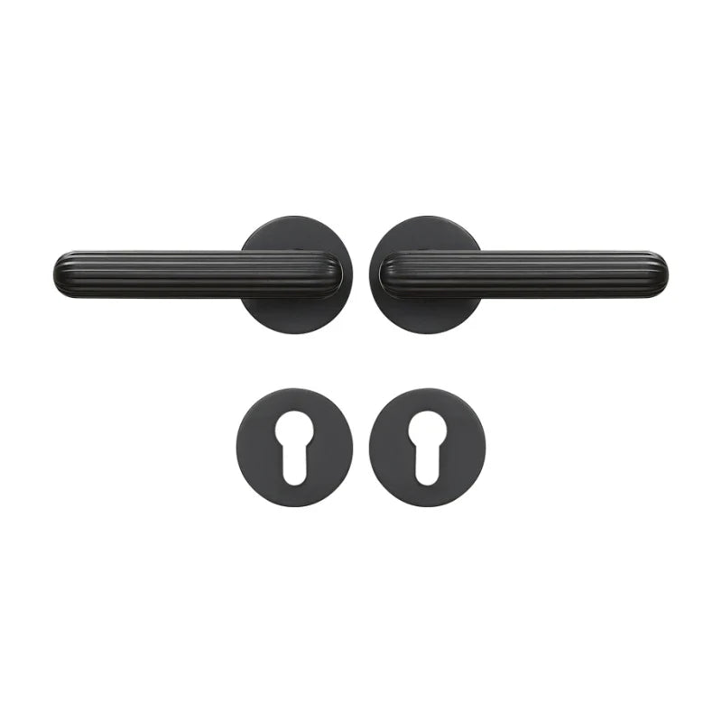 Poignée de porte noire rainurée en laiton massif - modèle idéal pour la cuisine moderne