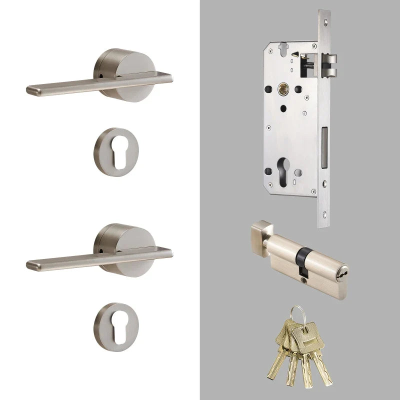 Entraxe poignée de porte 85/72 mm - poignée chromée avec serrure complète en laiton massif