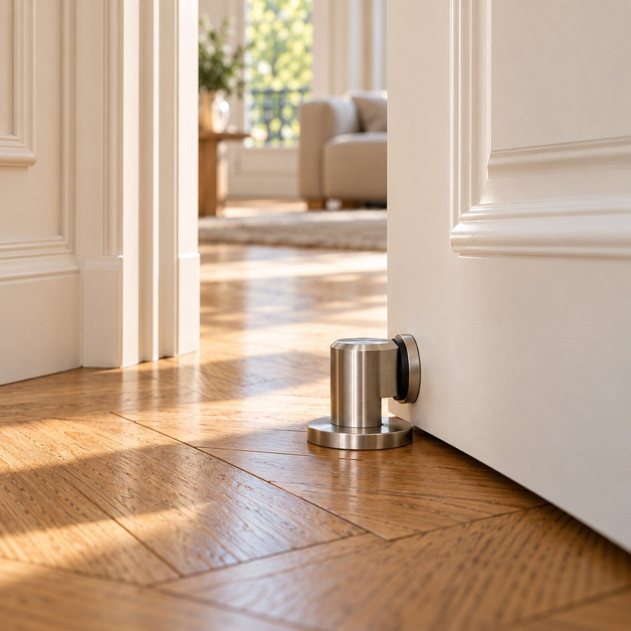 Butée de porte magnétique qui retient une porte ouverte