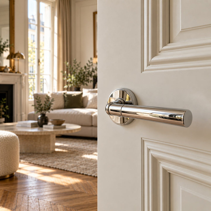 Poignée de porte chromée brillante