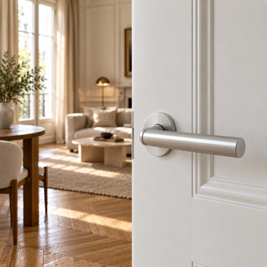Poignée de porte en aluminium satiné