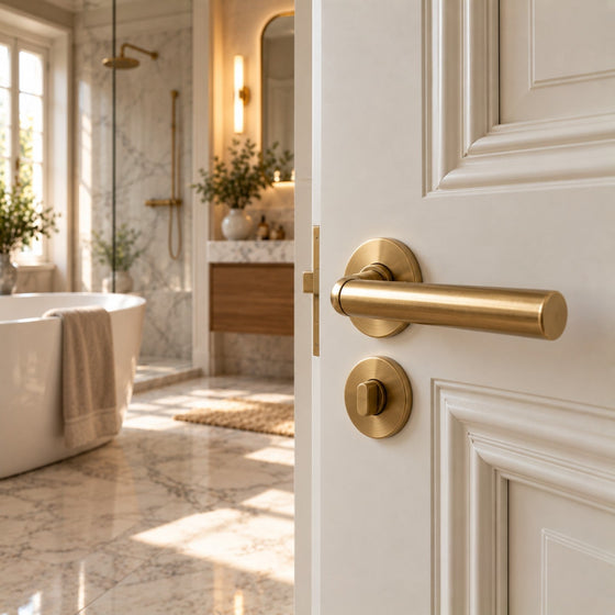 Poignée de porte de salle de bain avec verrou de condamnation