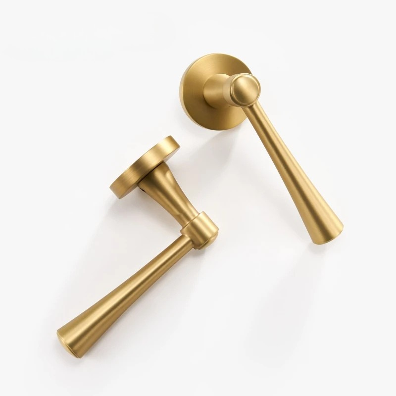 Poignée de Porte Intérieure en Laiton, Béquille Conique, avec ou sans Serrure, vue 6