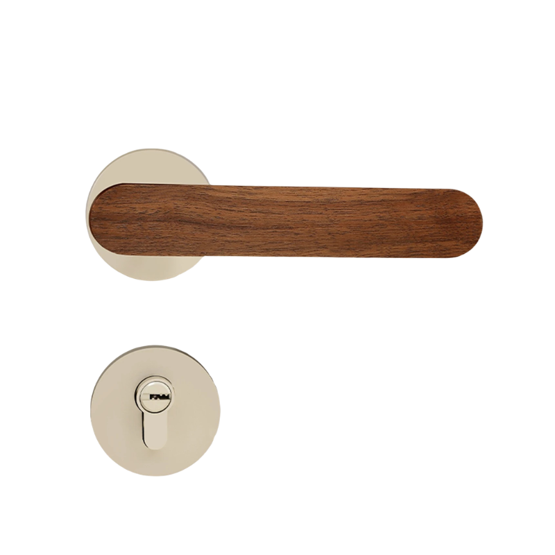 Poignée de Porte Intérieure Bois de Noyer, Béquille Plate de 150 mm