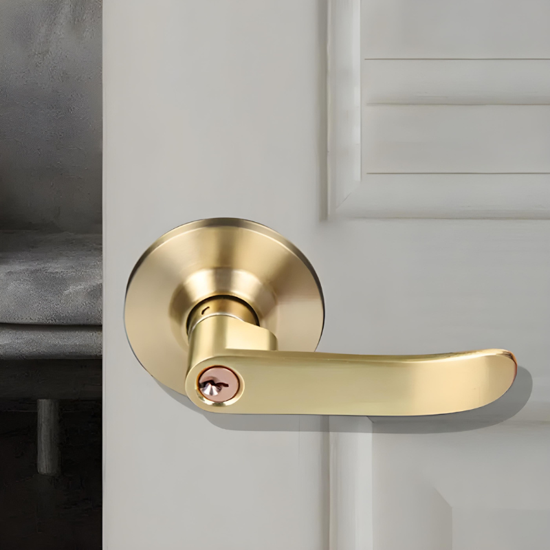 Poignée de Porte de Chambre à Bouton, Chrome ou Or Satiné, vue 2