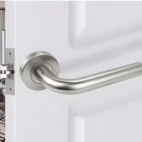 Poignée de Porte Intérieure Inox, Béquille Coudée Ronde sur Rosace, vue 2