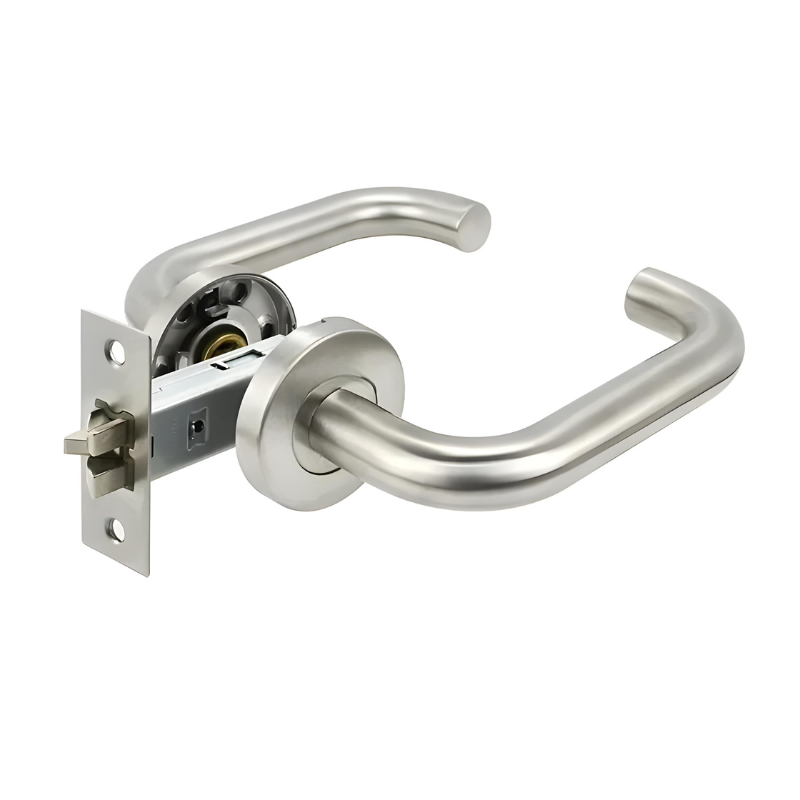 Poignée de Porte Intérieure en Inox Satiné, Béquille Tubulaire en U