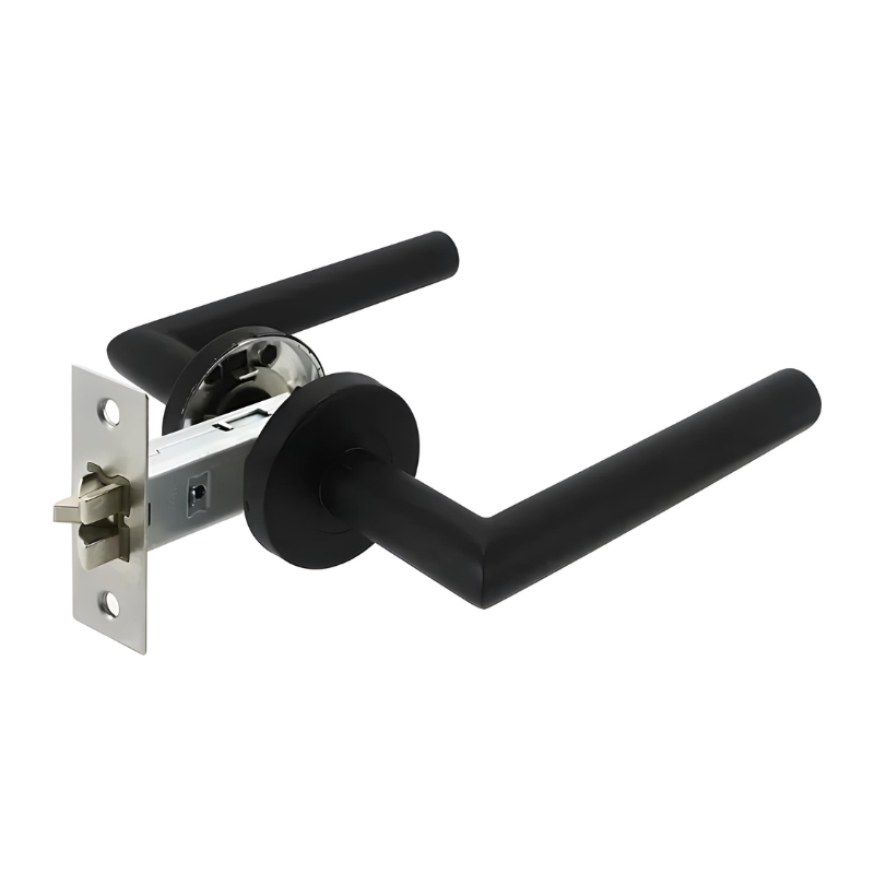 Poignée de Porte Intérieure Inox Noir Mat, Béquille Droite de 135 mm