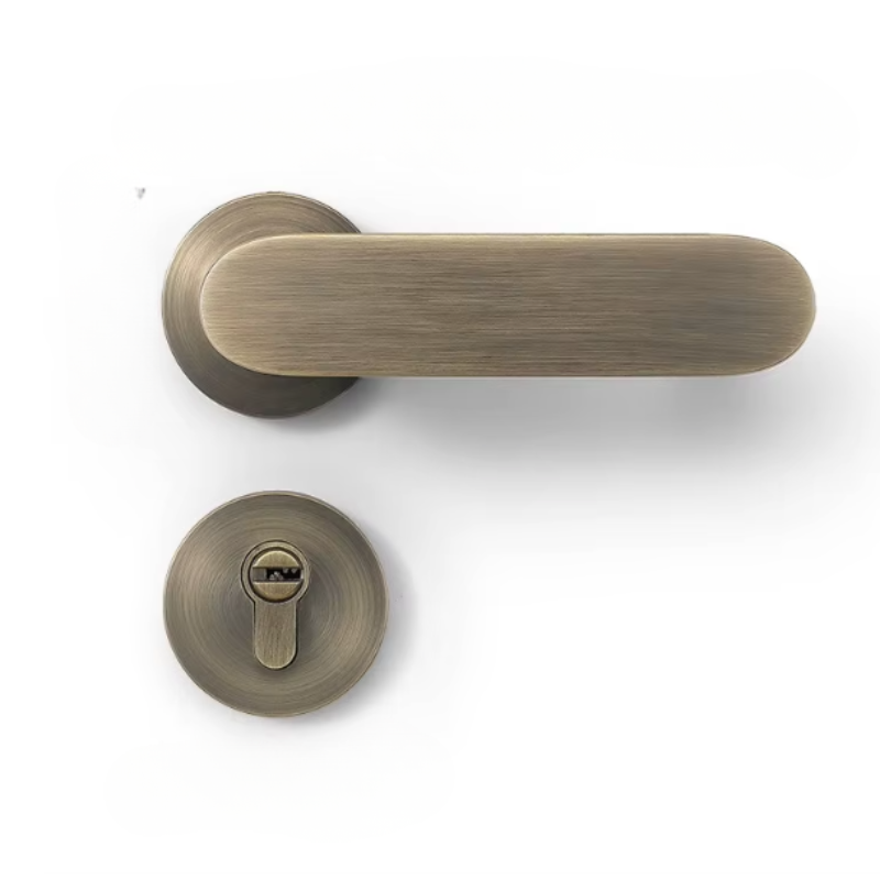 Poignée de Porte Intérieure Vintage, Béquille Plate sur Rosace en Zinc