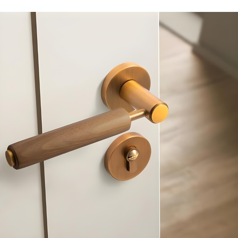 Poignée de Porte Intérieure en Noyer et Zinc, Serrure Standard ou Magnétique, vue 6
