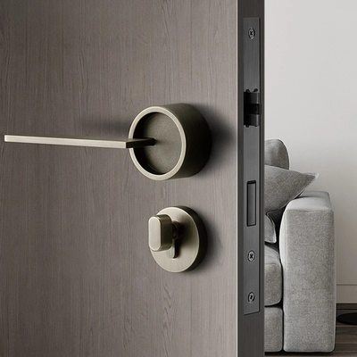 Poignée de Porte Intérieure Design Bronze, Béquille Lame Fine sur Rosace Ronde, vue 6
