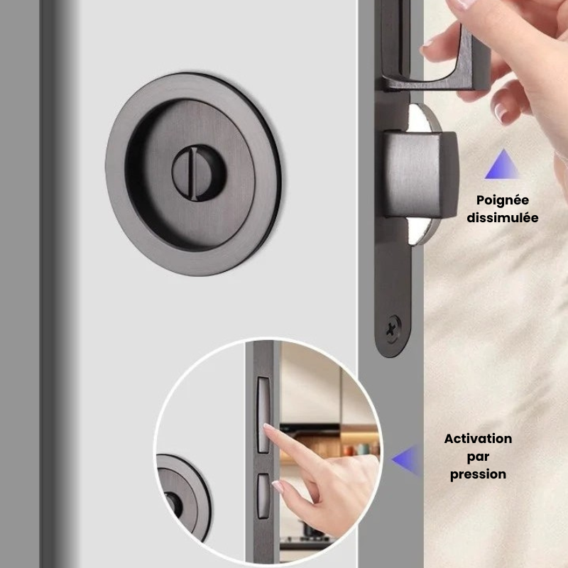 Poignée Cuvette Ronde Escamotable en Zinc pour Porte Coulissante, vue 3