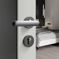 Poignée de Porte Intérieure Cannelée sur Rosace, Béquille Ovale en Zinc, vue 8