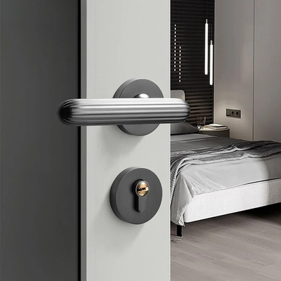 Poignée de Porte Intérieure Cannelée sur Rosace, Béquille Ovale en Zinc, vue 8