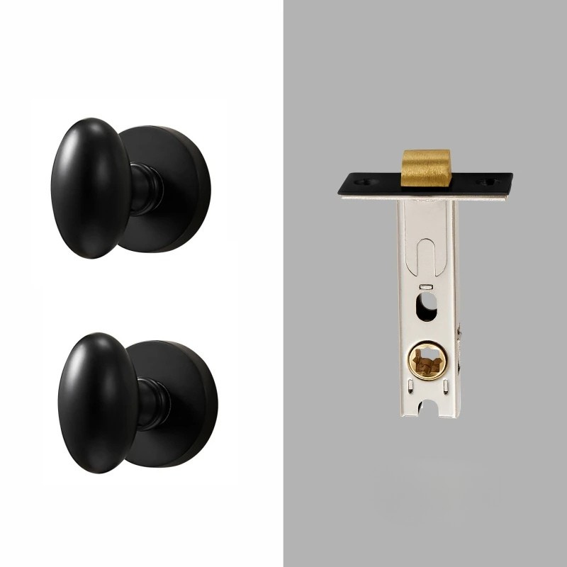 Bouton de Porte Ovale en Laiton sur Rosace, avec ou sans Serrure, vue 12