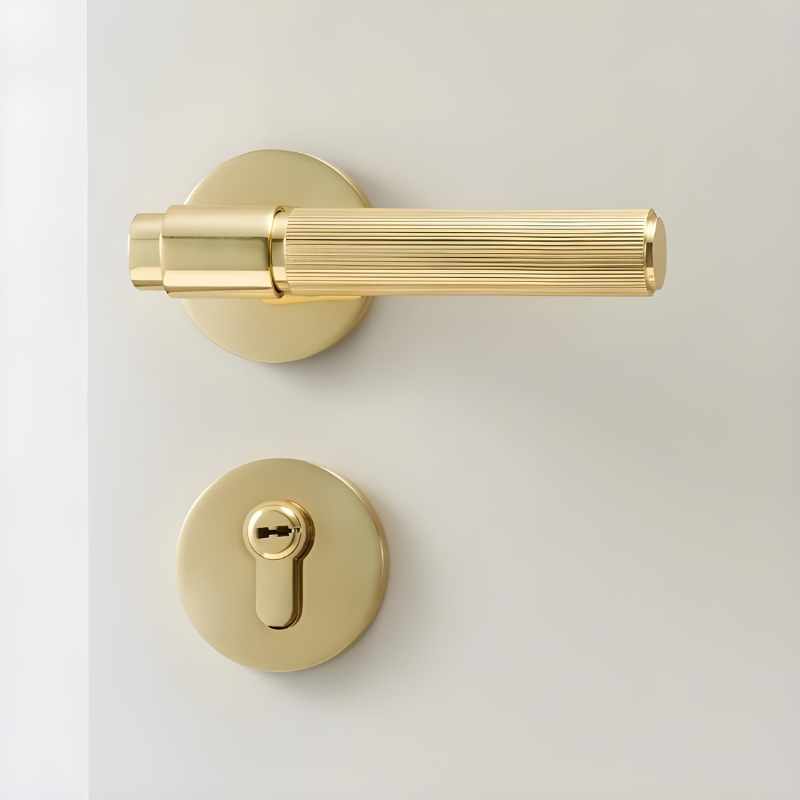 Poignée de Porte Intérieure Cannelée en Laiton Massif, Bronze, Brossé ou Poli, vue 6