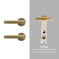 Poignée de Porte Intérieure Striée en Laiton, avec ou sans Serrure, vue 12