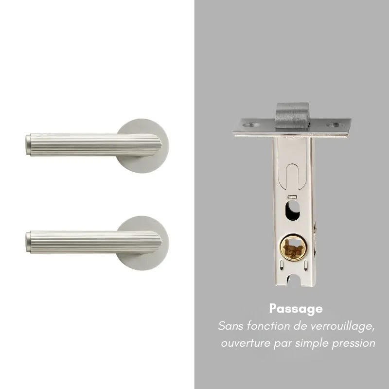 Poignée de Porte Intérieure Striée en Laiton, avec ou sans Serrure, vue 11