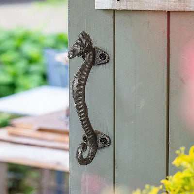 POIGNÉE DE PORTE EXTÉRIEURE HIPPOCAMPE DÉCORATIVE EN FER VINTAGE