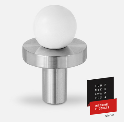 Bouton de Meuble Boule Blanche Mate sur Disque Chrome Brossé, 30 mm