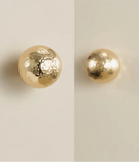 Bouton de Meuble Boule Martelée en Laiton Or Brillant, 25 ou 28 mm