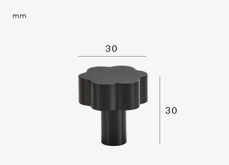 Bouton de Meuble en Forme de Fleur Noir en Laiton, 30 mm, vue 3